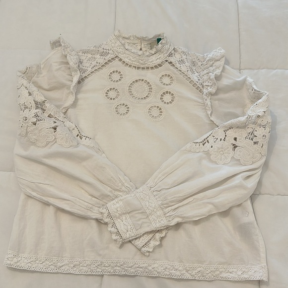 FARM Rio Romantic Embroidered Lace Blouse Size XS - Picture 6 of 8